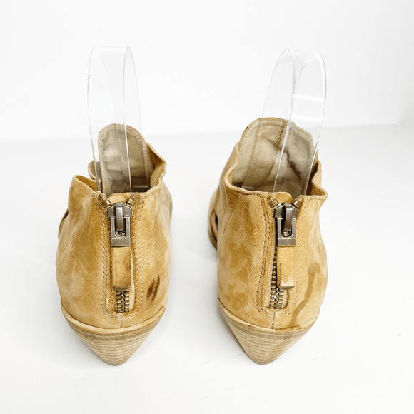 Eileen Fisher Cluster Cut Out Bootie Earth Tan Leather Crisscross Ankle Womens 6 - Picture 4 of 7